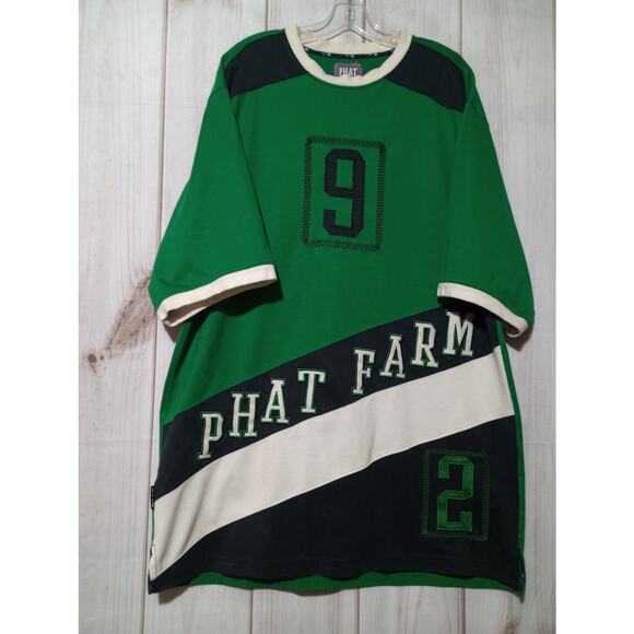 Phat Farm Shirt‎ Mens XL Green PF 92 Collegiate Varsity Spell Out 2000s Macau - Picture 1 of 8